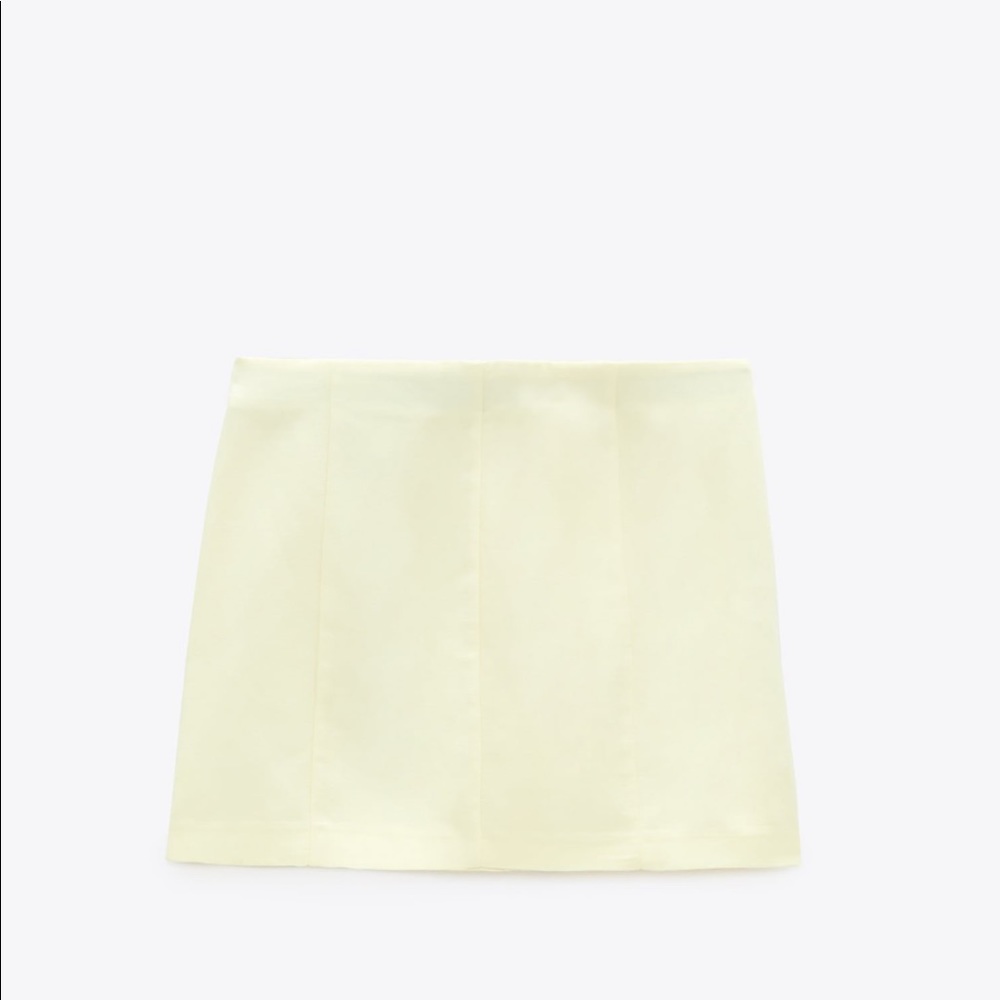 🦙📦Zara linen blend mink skirt Medium Pale yellow - Picture 4 of 5